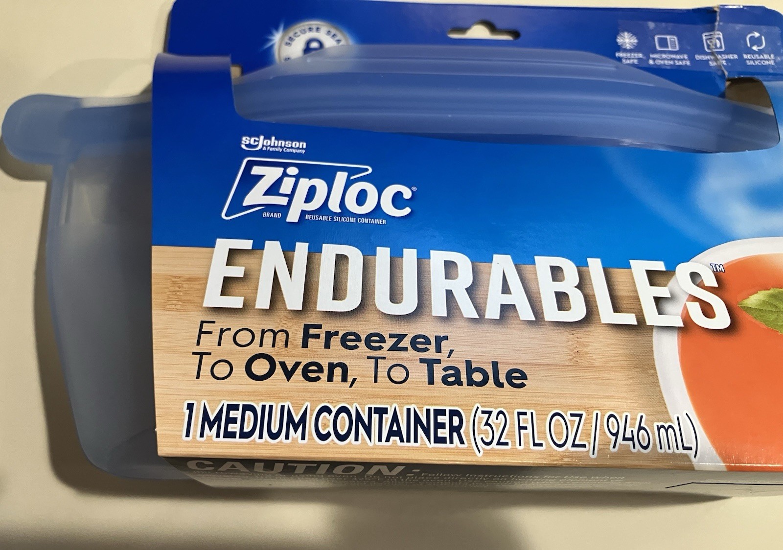 Ziplock Endurables Medium Container Reusable 32oz Freezer Oven Table Silicone