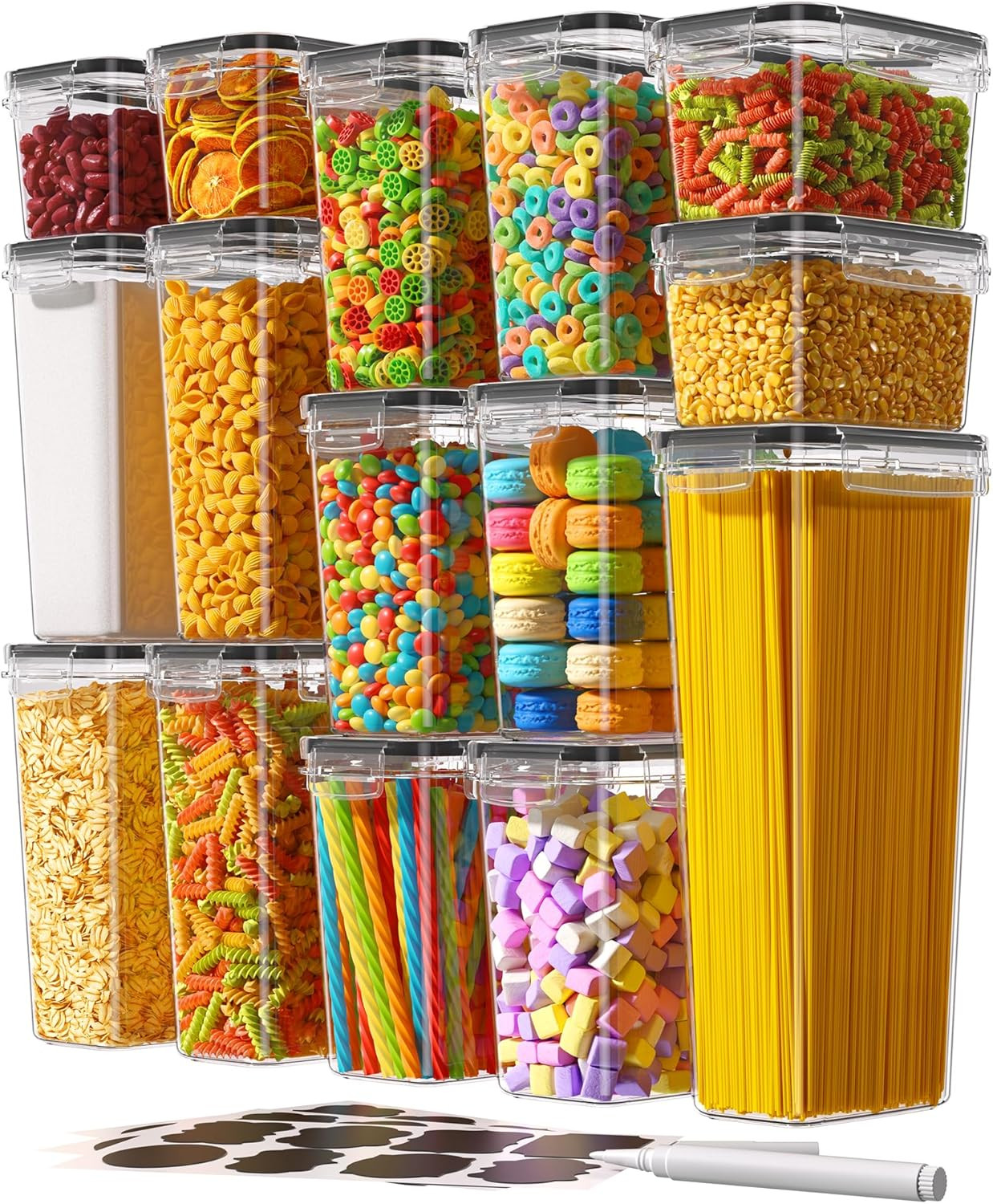 Airtight Food Storage Containers with Lids, 15 PCS Kitchen and Pantry Organizati