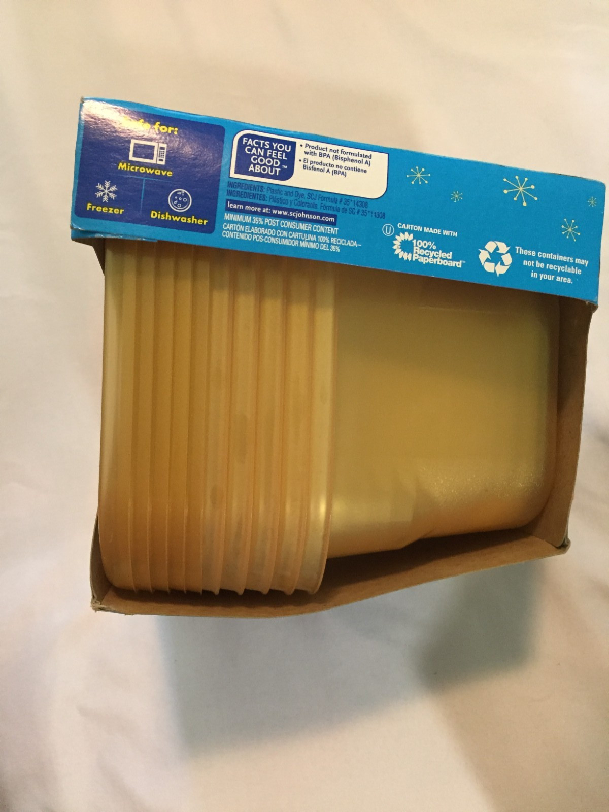 Ziploc Medium Square Gold Limited Edition Holiday 5 Containers 5 Lids New