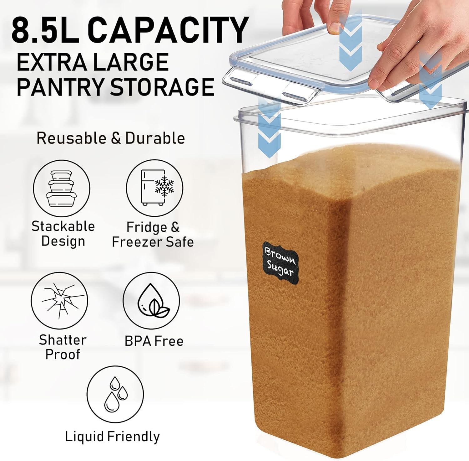 Flour Storage Container 2 PC [8.5L / 287 Oz] Extra Large Food Storage Contain…