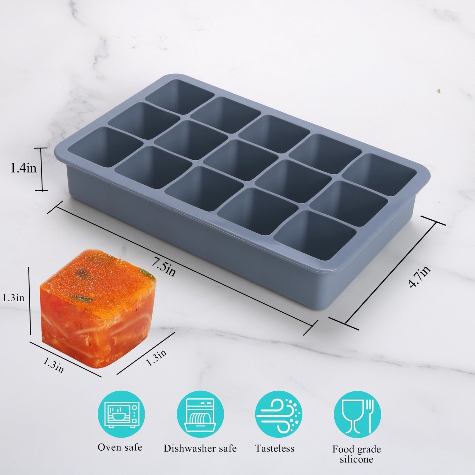 2 Tbsp Silicone Freezer Molds – Perfect for Storing small, Blue 4 Pack