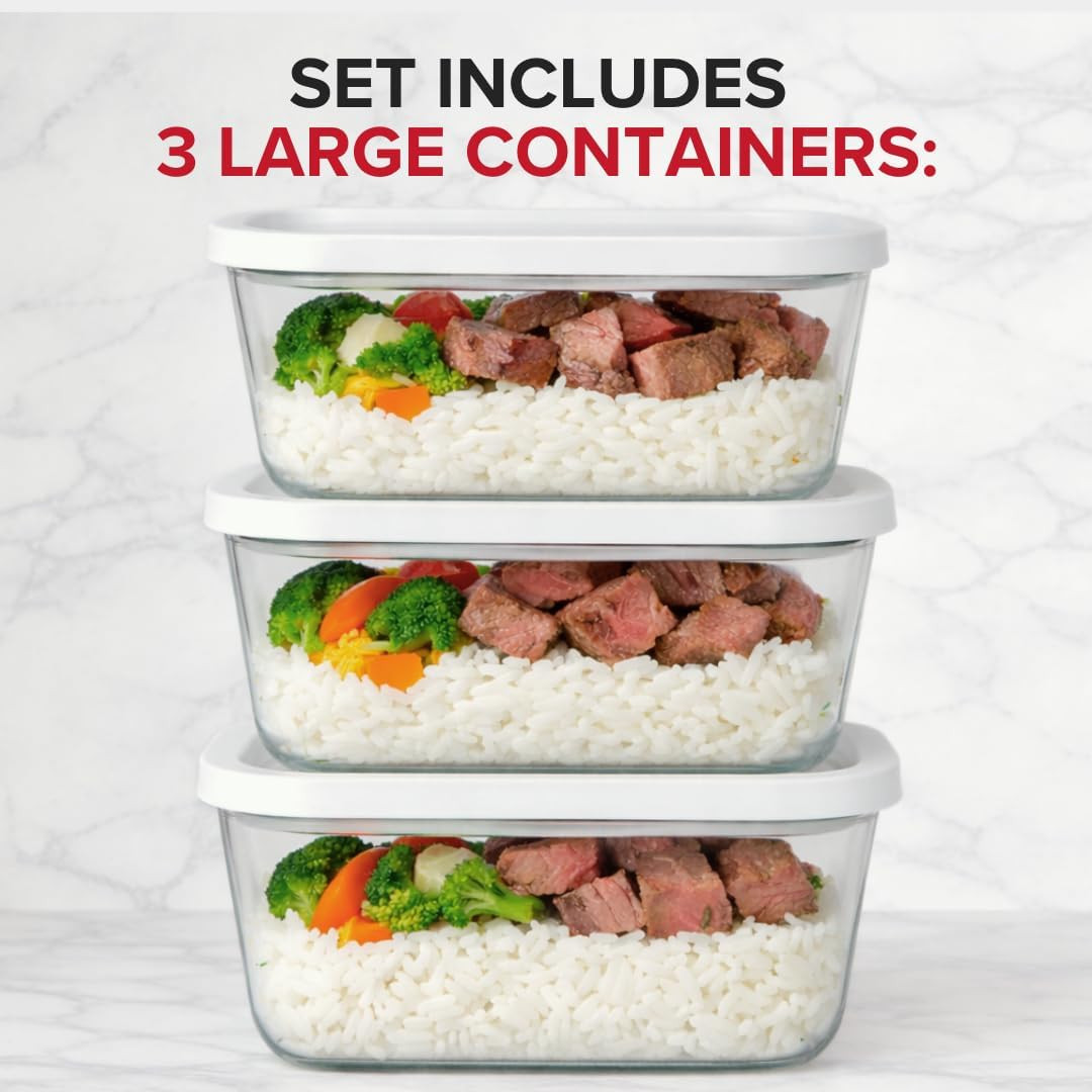 Glass Vacuum Seal Containers for Meal Prep, Food Storage, Made for Compact Vacuu