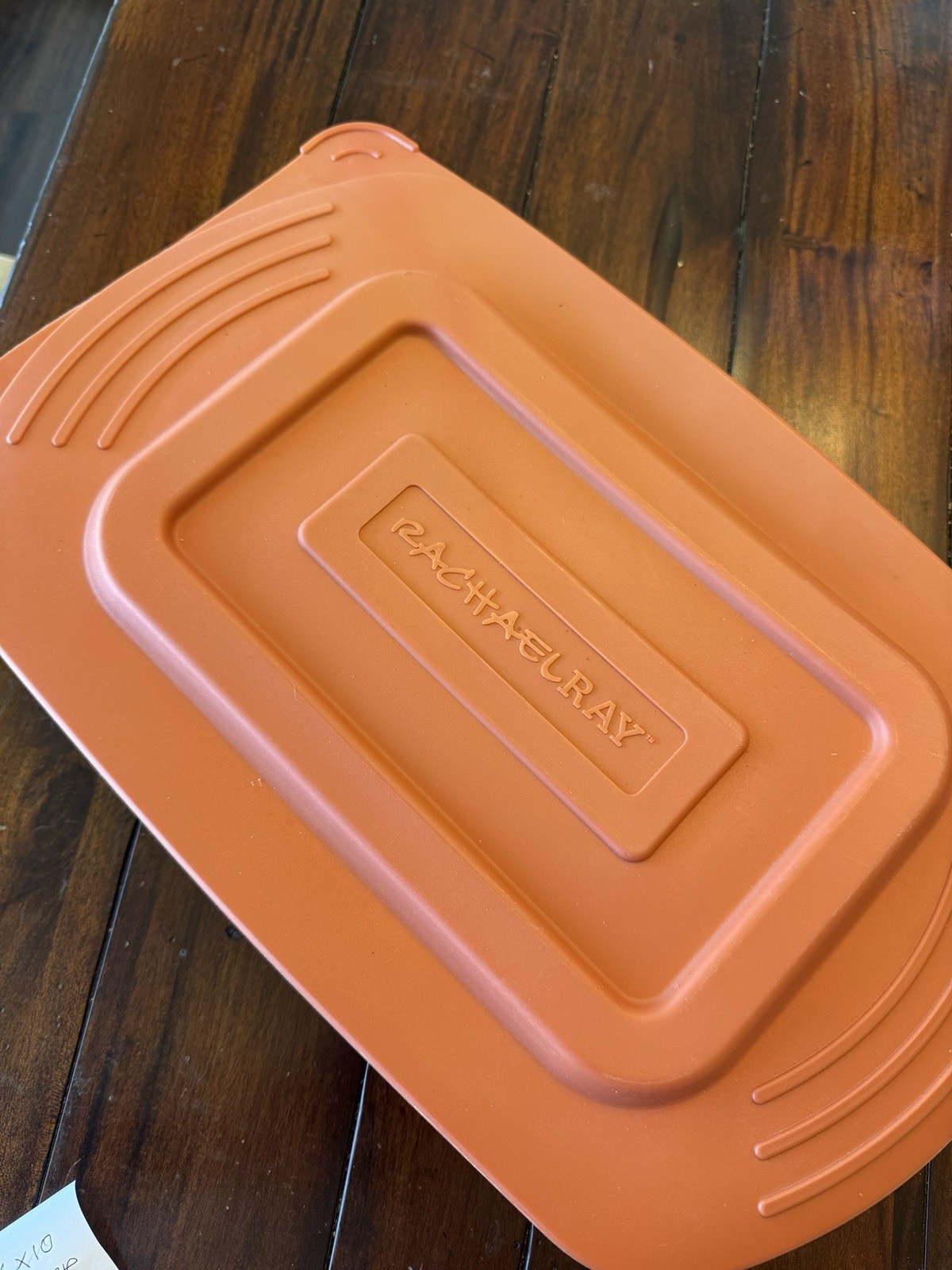 Rachael Ray Orange Rectangular Lid And 3 Qt Glass USA Two Handled Casserole Dish