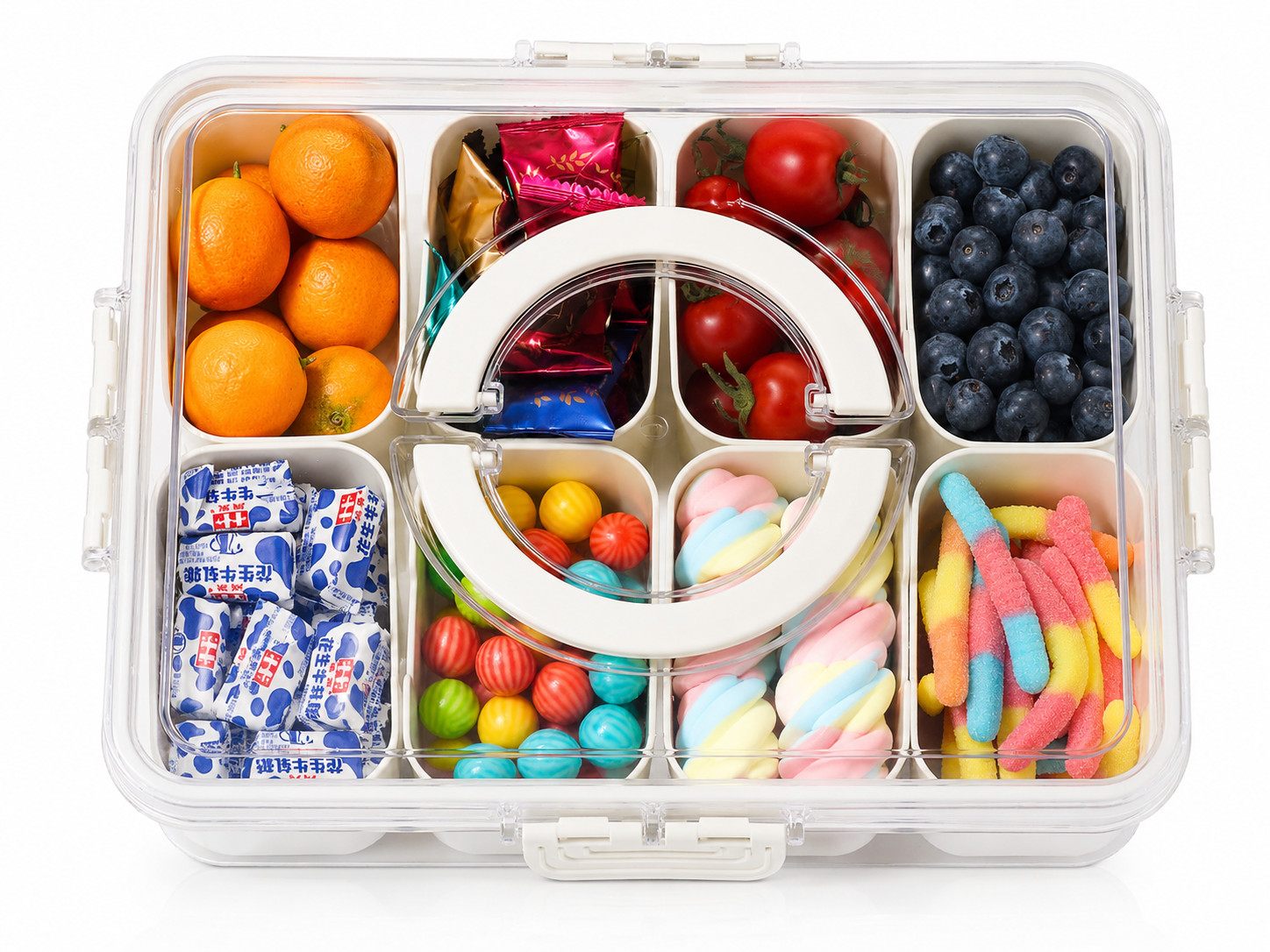 Snackle Box Container,Portable Snack Box 8 Compartment Divided Serving Tray w…