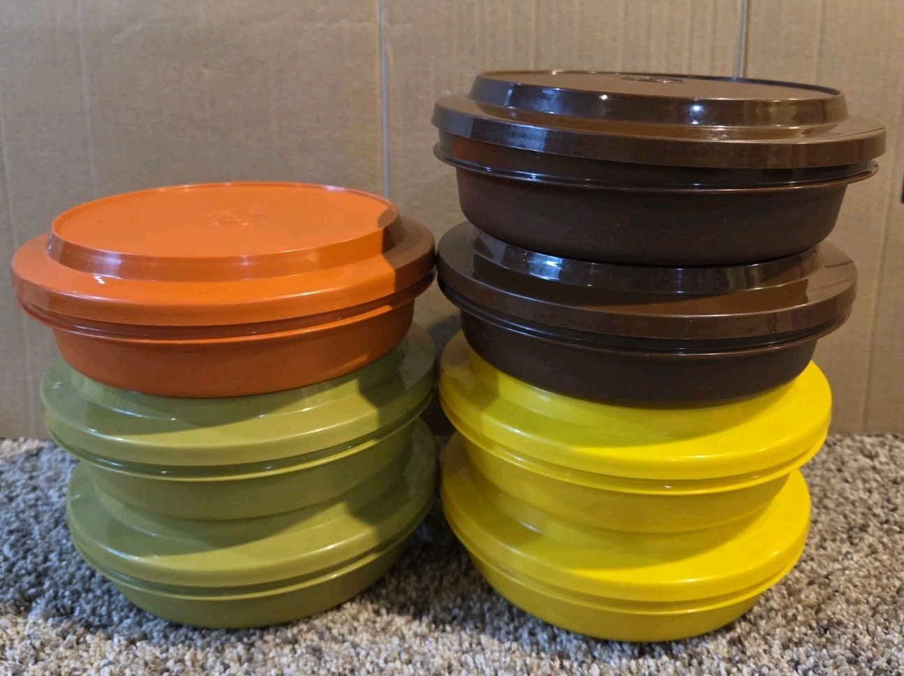 Tupperware Set of 7 Vintage Seal N Serve Bowls – Harvest Colors 1206/1207 READ