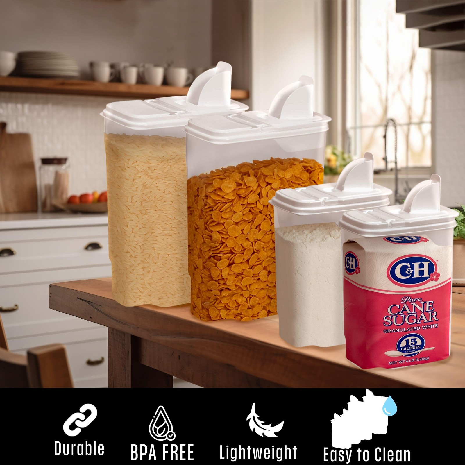 Bag In All Purpose Food 4 Piece Dispenser Set – Includes 2 x 8 Quart and 2 x …