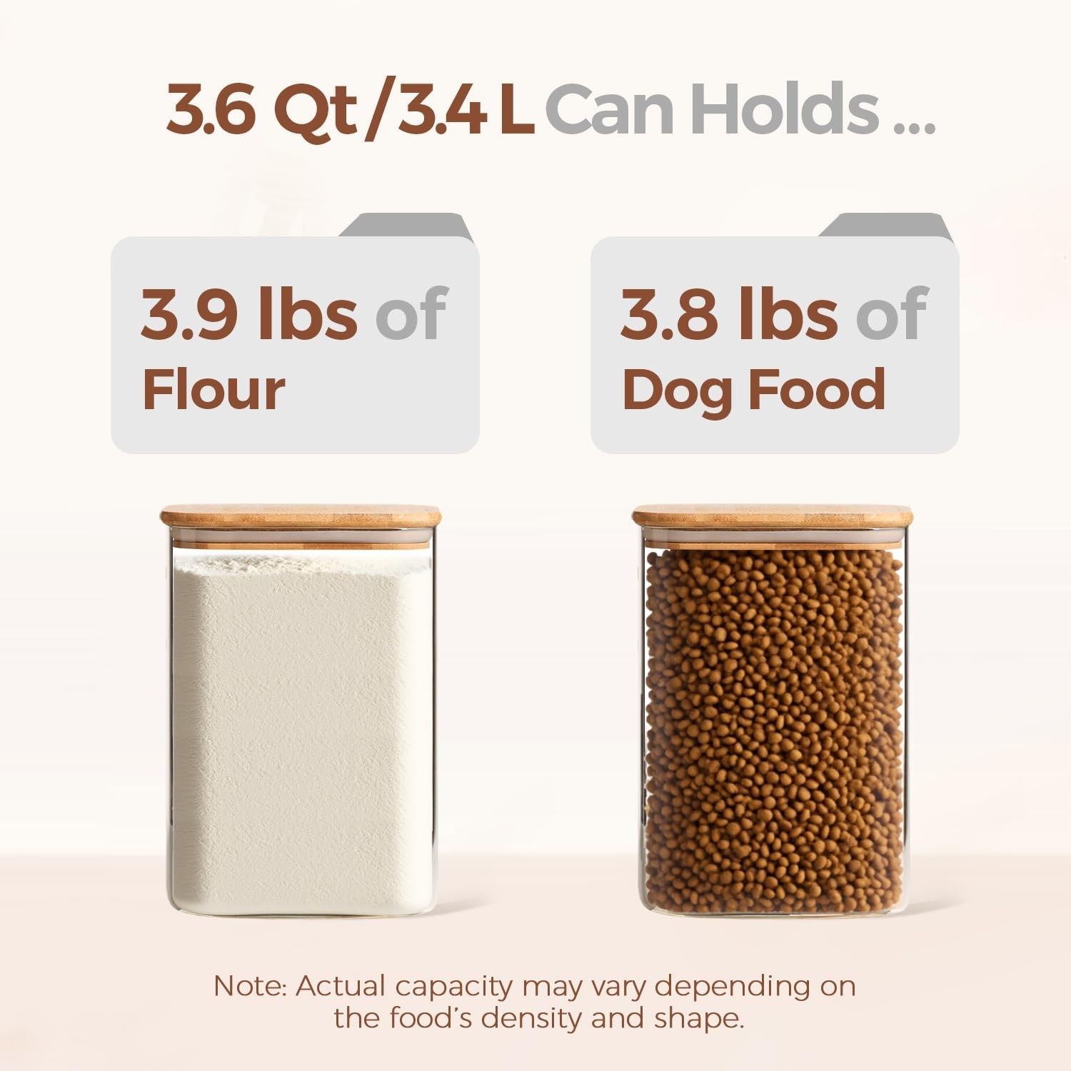 3.6 Qt Glass Food Storage Containers Set of 2, Large Storage Containers with