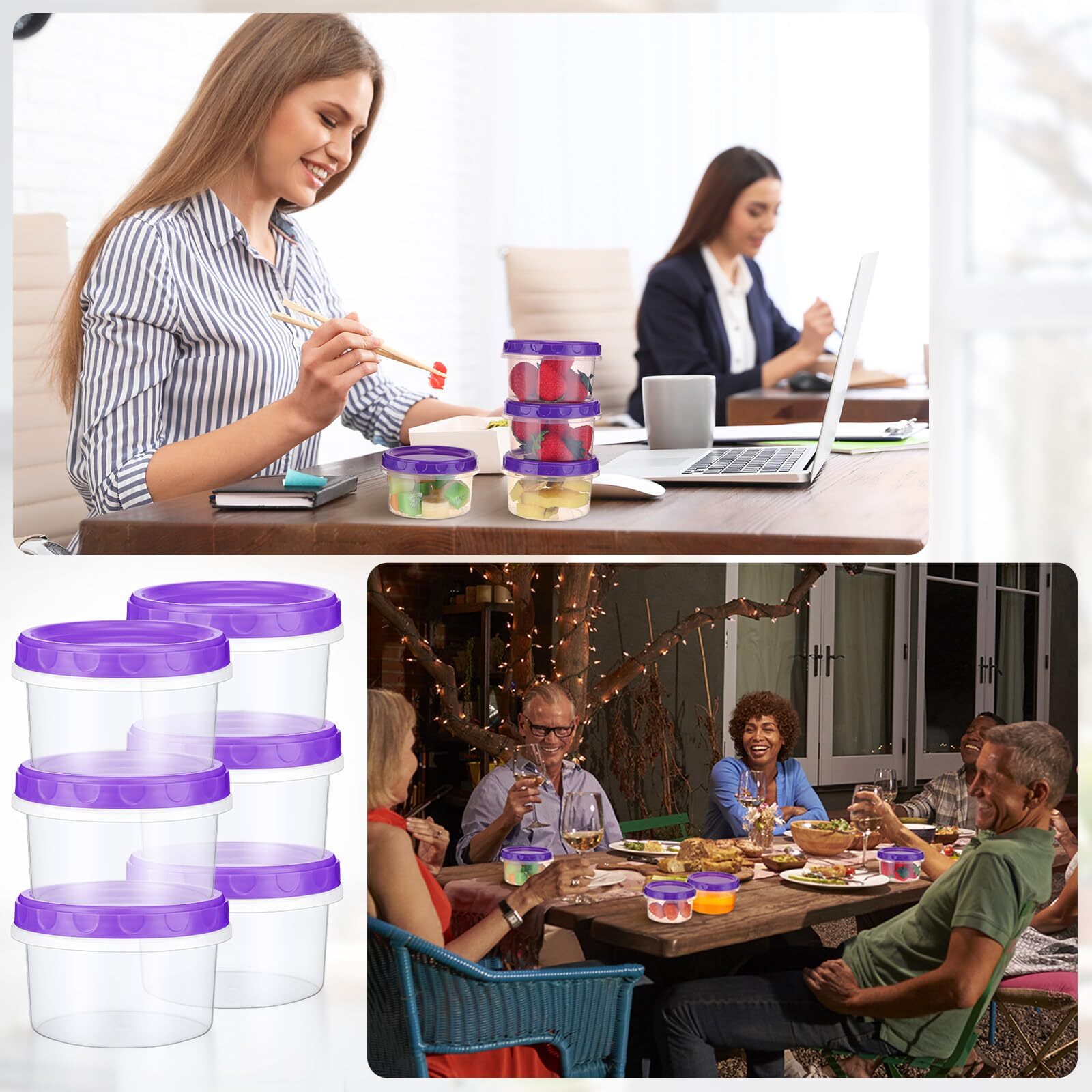 36 Pack 8oz Reusable Plastic Containers Twist Top Food Storage with Screw Lids