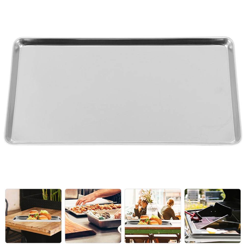 Stainless Steel Plate Noodle Roll Dish Rice Banquet Small Pan Food Service Tray