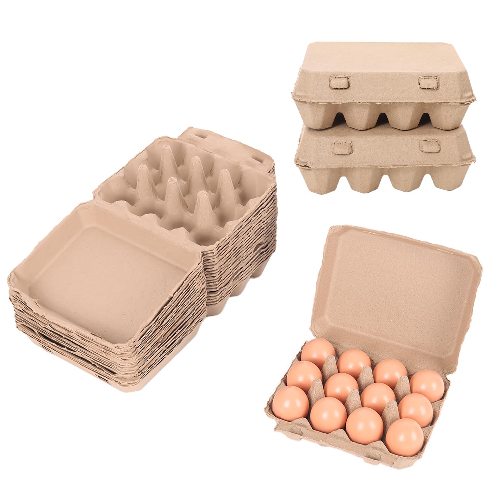 20 PCS Egg Cartons Bulk 3×4 Style Reusable Natural Paper Pulp Holder Storage