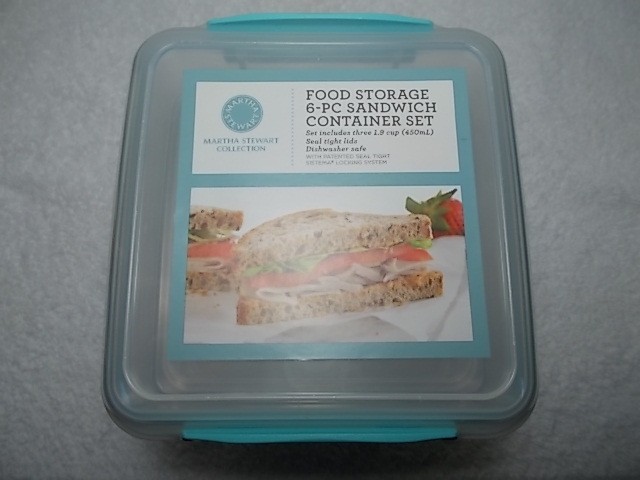 Martha Stewart Sistema 6 Piece 1.9 Cup Food Storage Sandwich Container Set