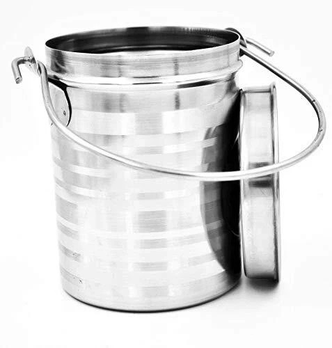 Milk Pot Stainless Steel with Lid Ghee Oil Milk Container Flate Bottom 2 Ltr