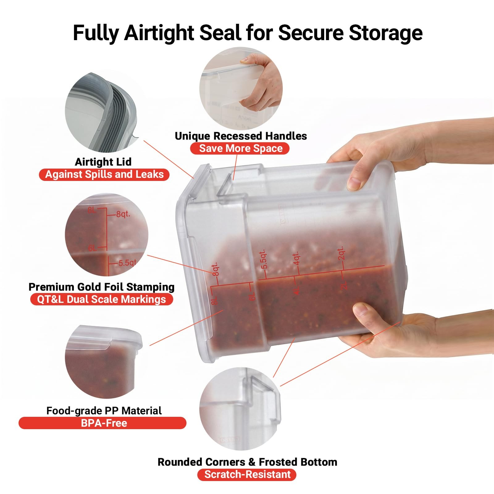2 Pack 2 QT Commercial Airtight Food Storage Containers, BPA-Free Translucent…