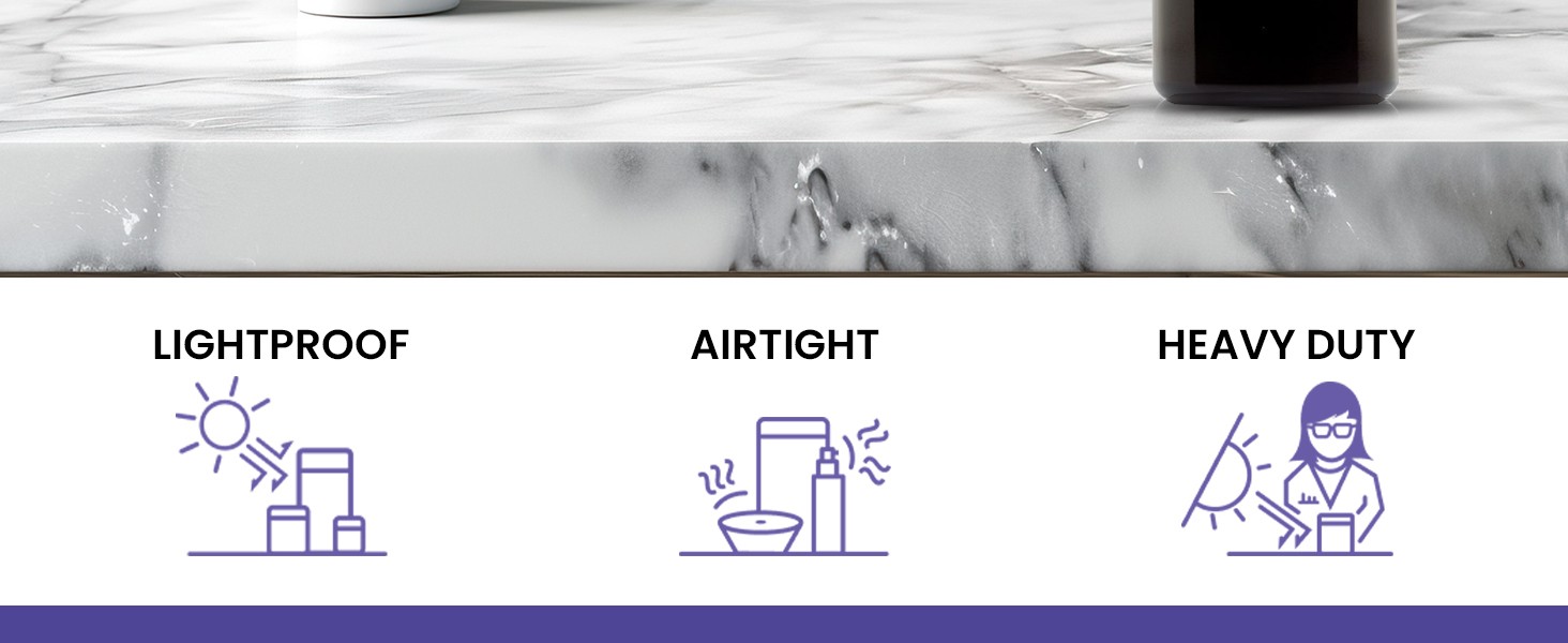 500ml (17 fl oz) Airtight UV Glass Jars Odor Blocking, Antistatic, Light