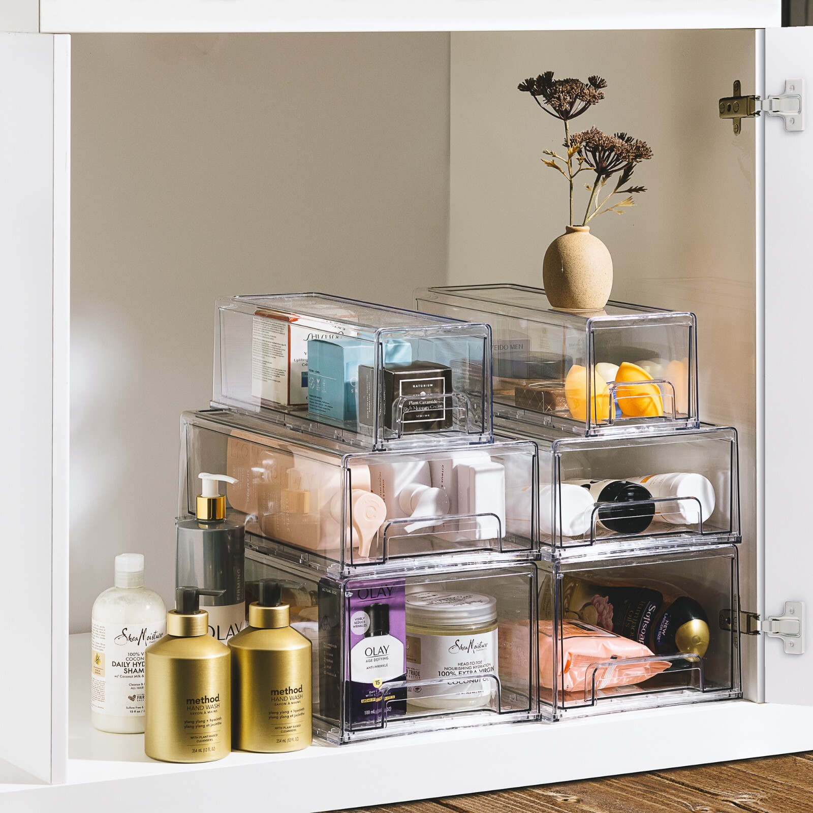 Sorbus Clear Stackable Fridge Drawer Bins (4 Pack Narrow) – 13.25 x 4.75 x 4.25