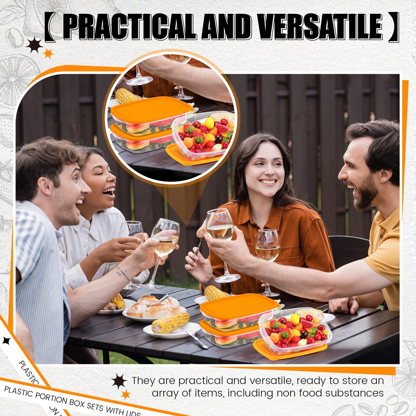 Qinyoung 18 Pcs 33 Oz 4 Cups Plastic Food Storage Containers Lid Portion Box Set