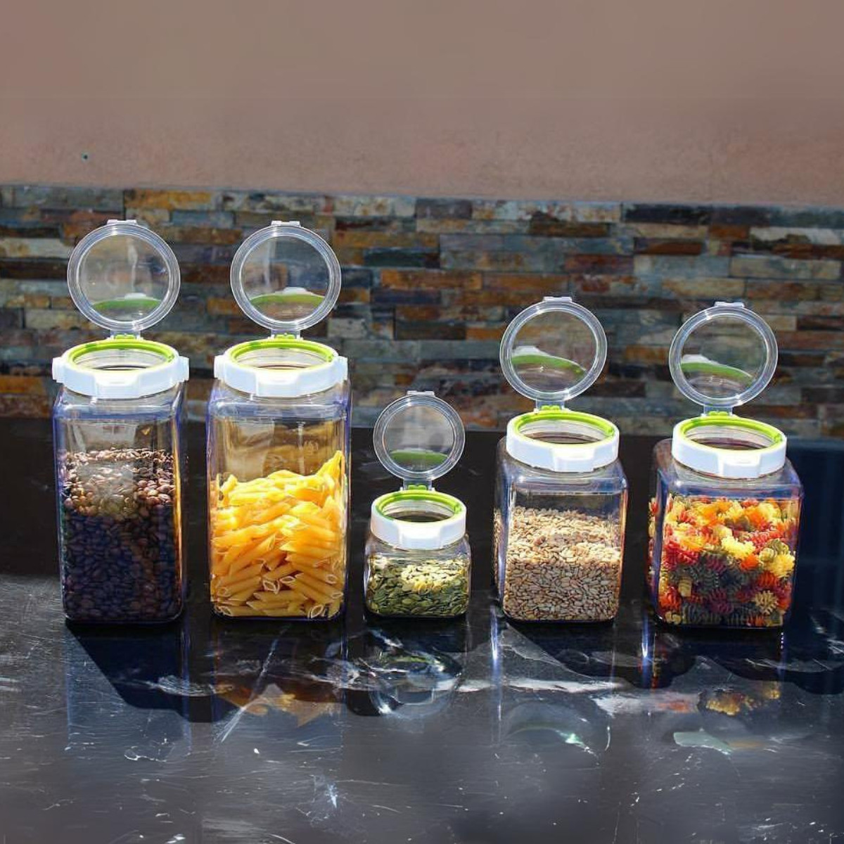 3 Set, Lustroware Airtight Dry Food Storage Container Set, Crystal Clear Body