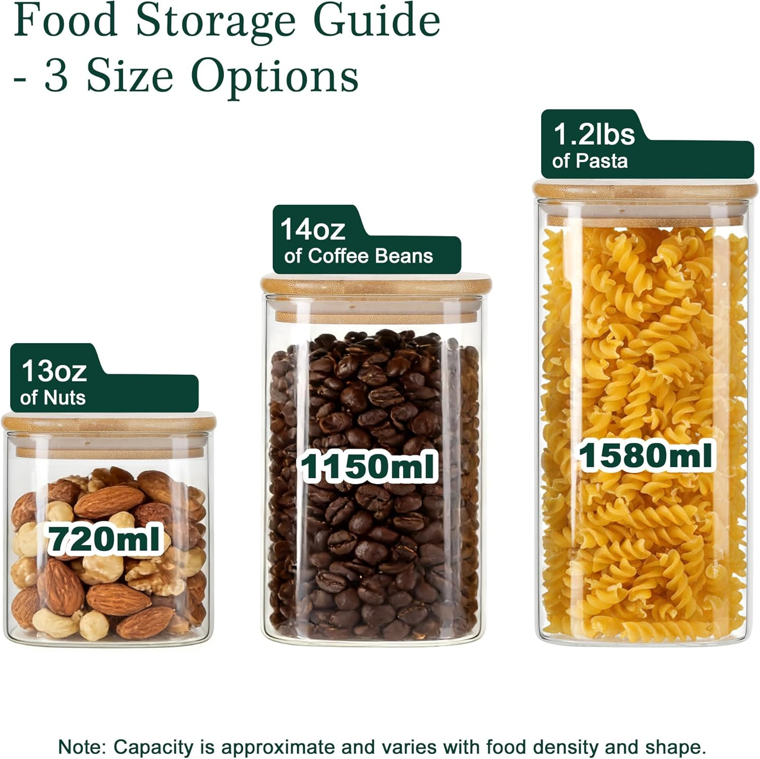 12-Pack Glass Pantry Storage Containers with Bamboo Lids (0.76Qt/1.22Qt/1.67Qt)