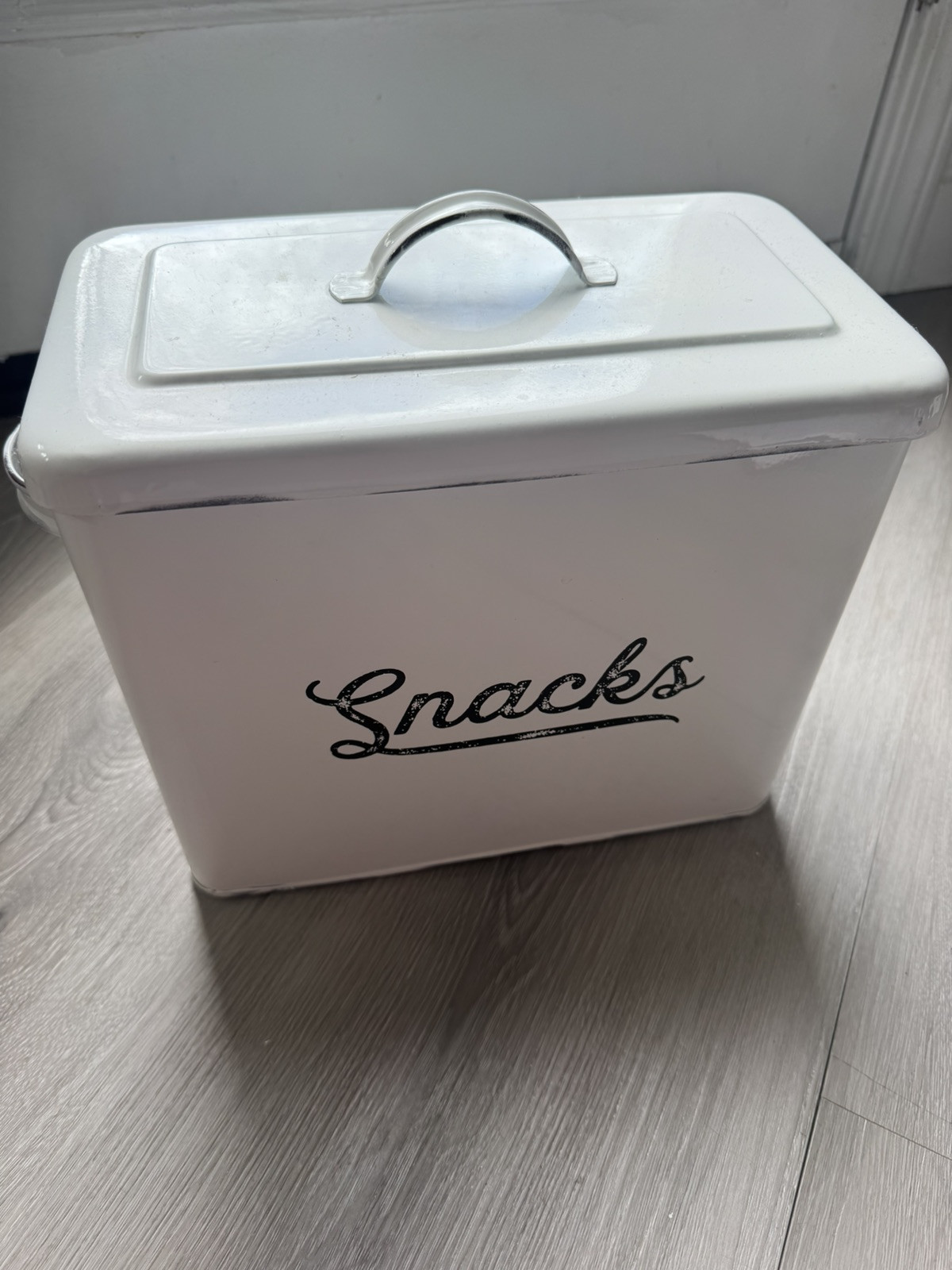AuldHome Design Enamel Snack Bin Modern Farmhouse Style Snack Container