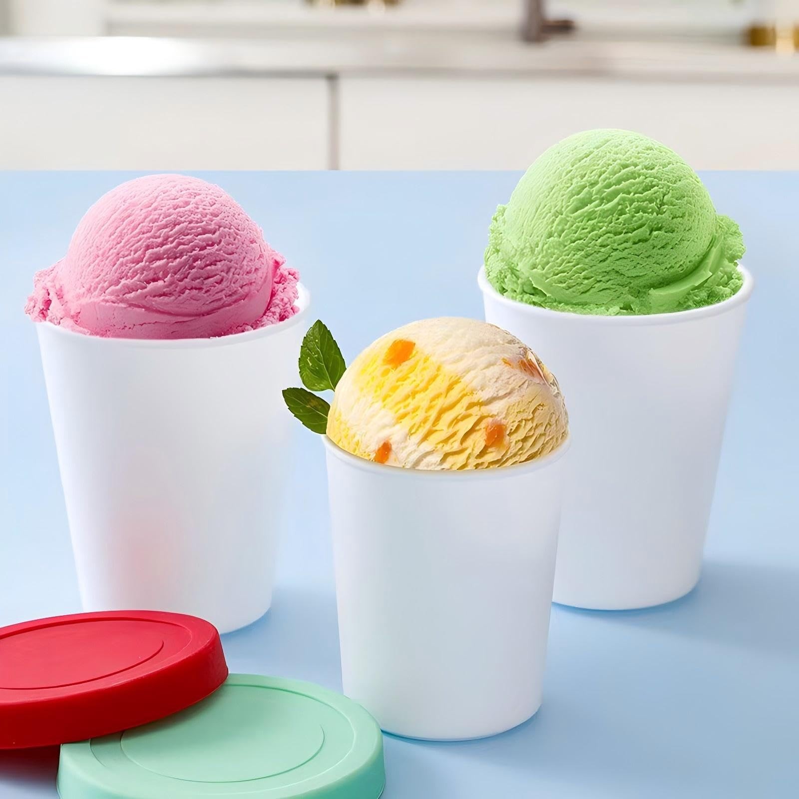 32 Oz Ice Cream Containers for Homemade Ice Cream Containers with Silicone Li…