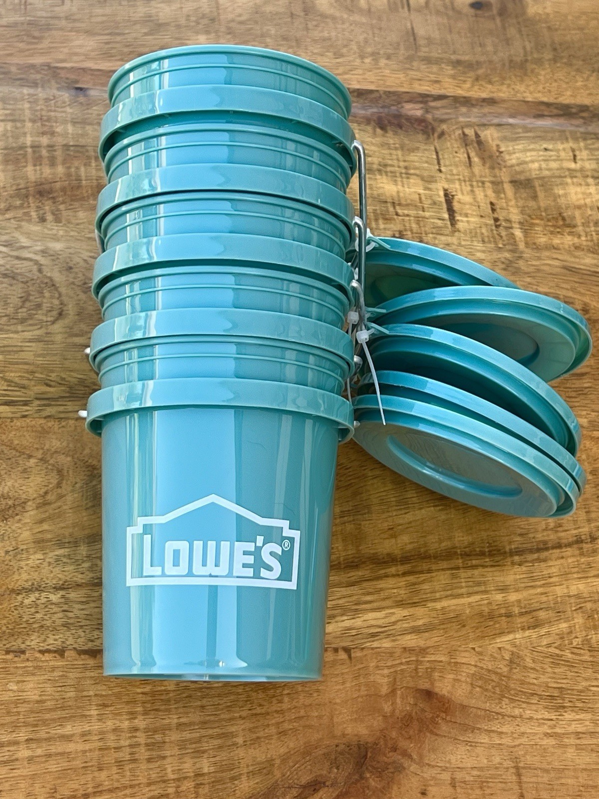 NEW Lowe’s TEAL Mini Bucket With Lid 0.42 Quart BPA-Free With Lid – Set of 5 🪣