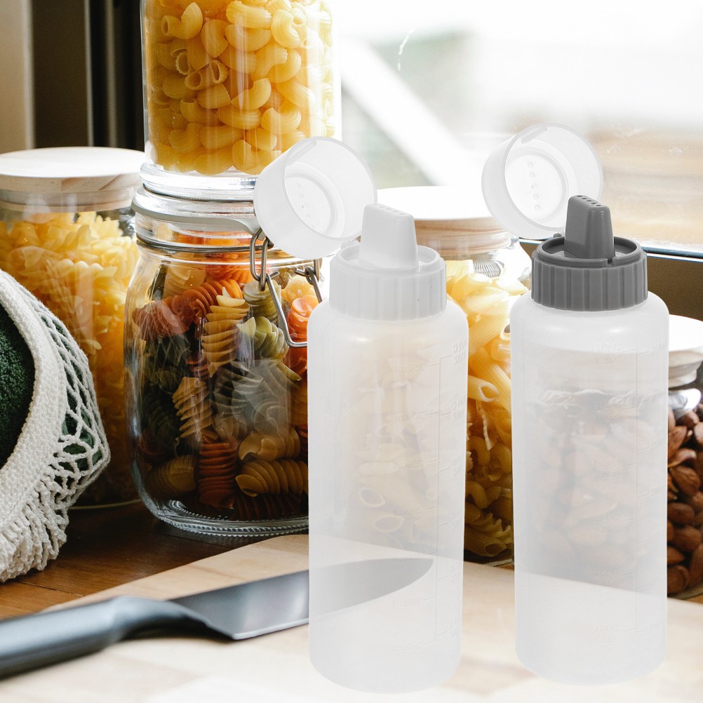 4 Pcs Cream Sauce Squeeze Bottles 350 ml Condiment Bottles with Scale