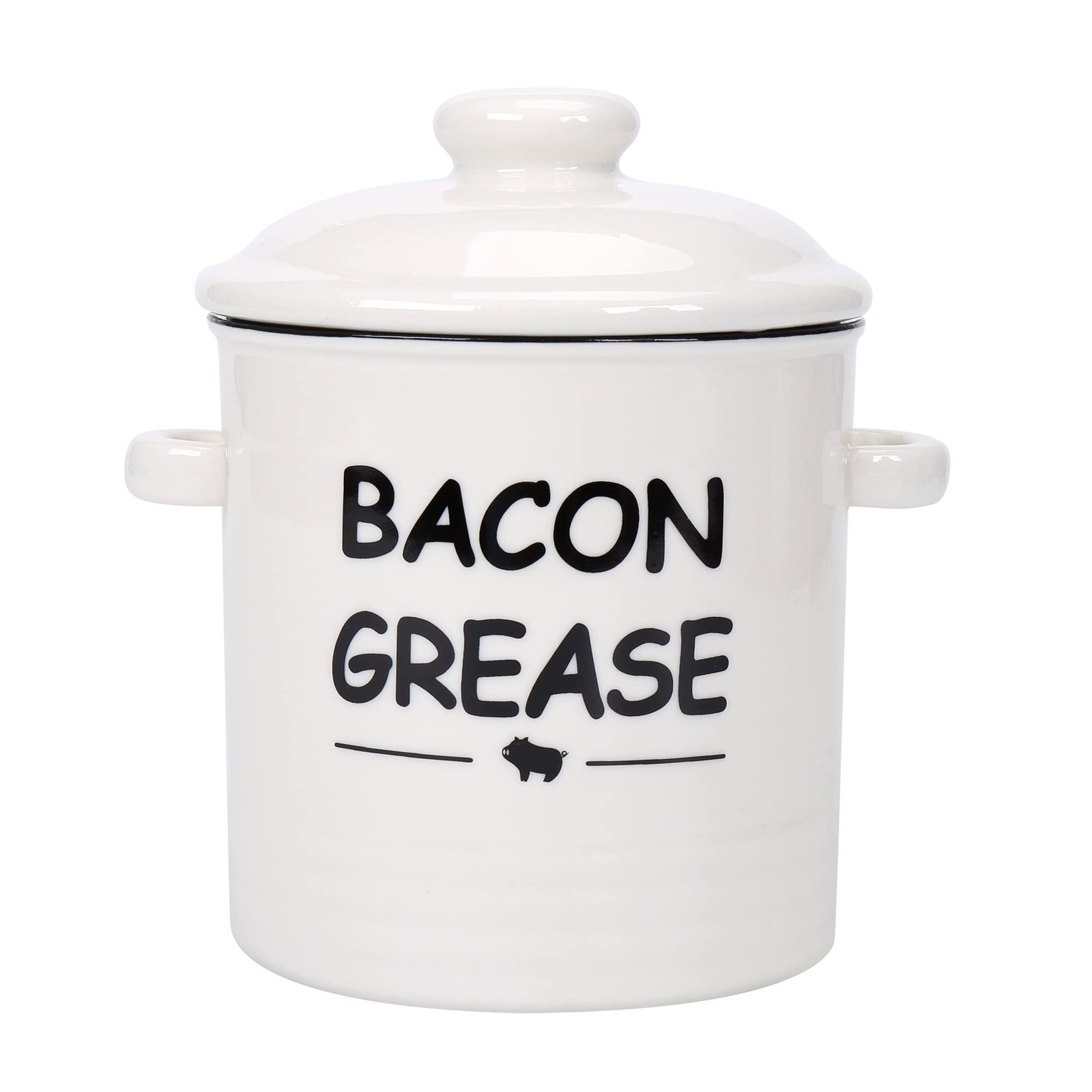 Ceramic Bacon Grease Container with Strainer – 600ml / 20oz Farmhouse Bacon G…