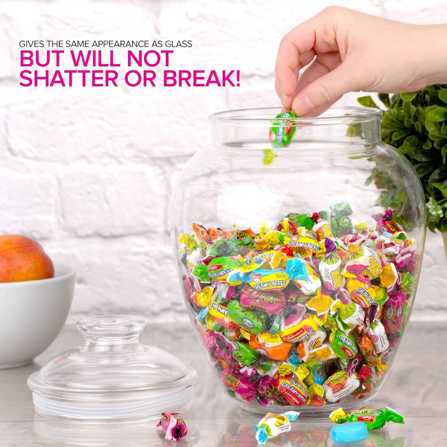 128-Ounce Candy & Cookie Jar with Lid, 1 Gallon Premium Acrylic Clear Apothecary
