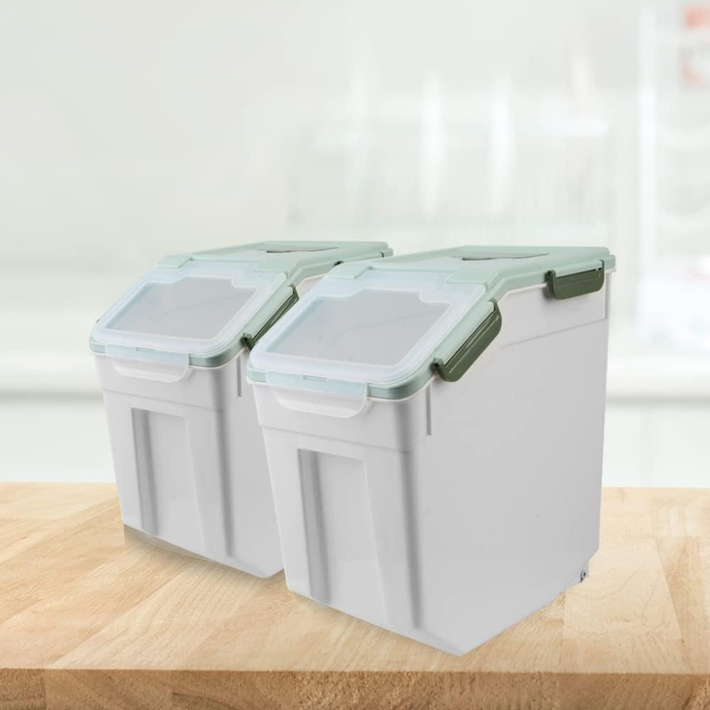 Large Airtight Storage Container with Wheels & Locking Lid, 25Lb Green 4PCS