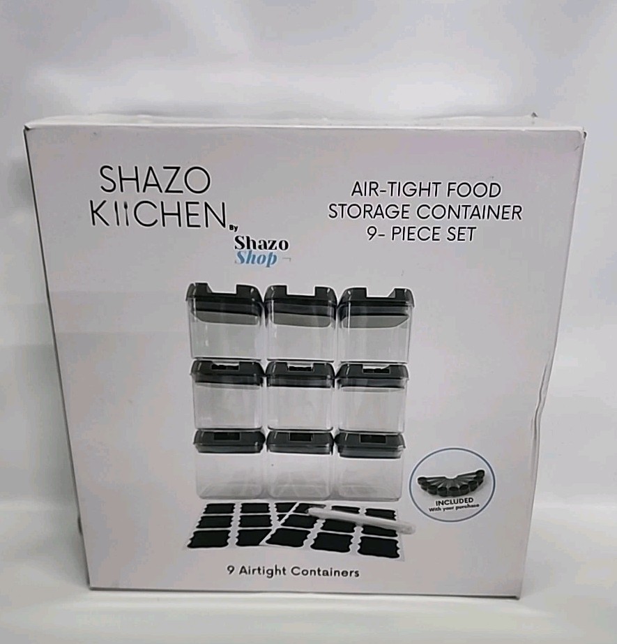 Shazo 9 Pc Airtight Food Storage Containers Set – BPA Free Clear Plastic Snac…