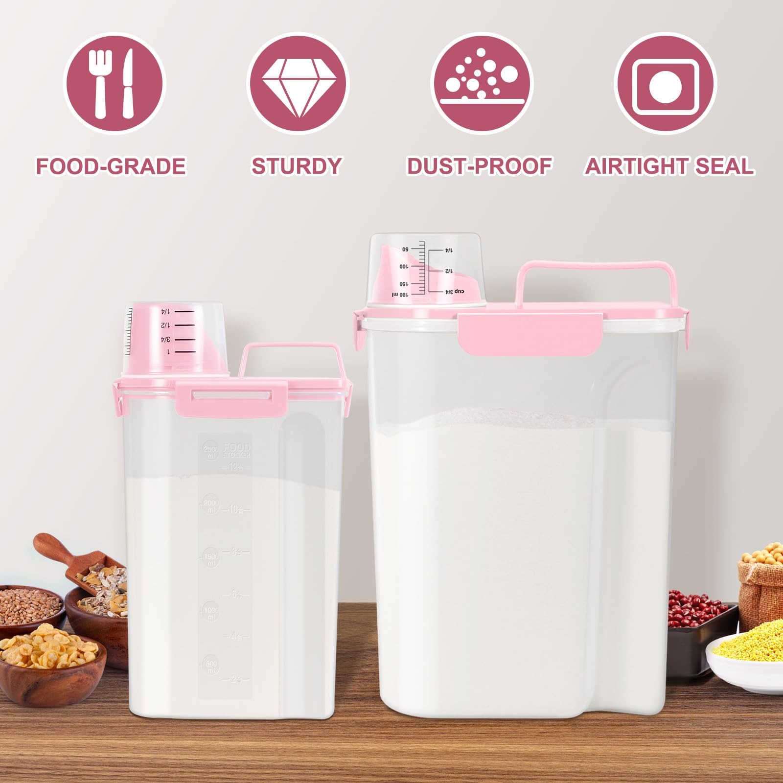 TBMax 2 Pack Airtight Rice Container 5 Lbs +10 Lbs, Cereal Container Oatmeal …