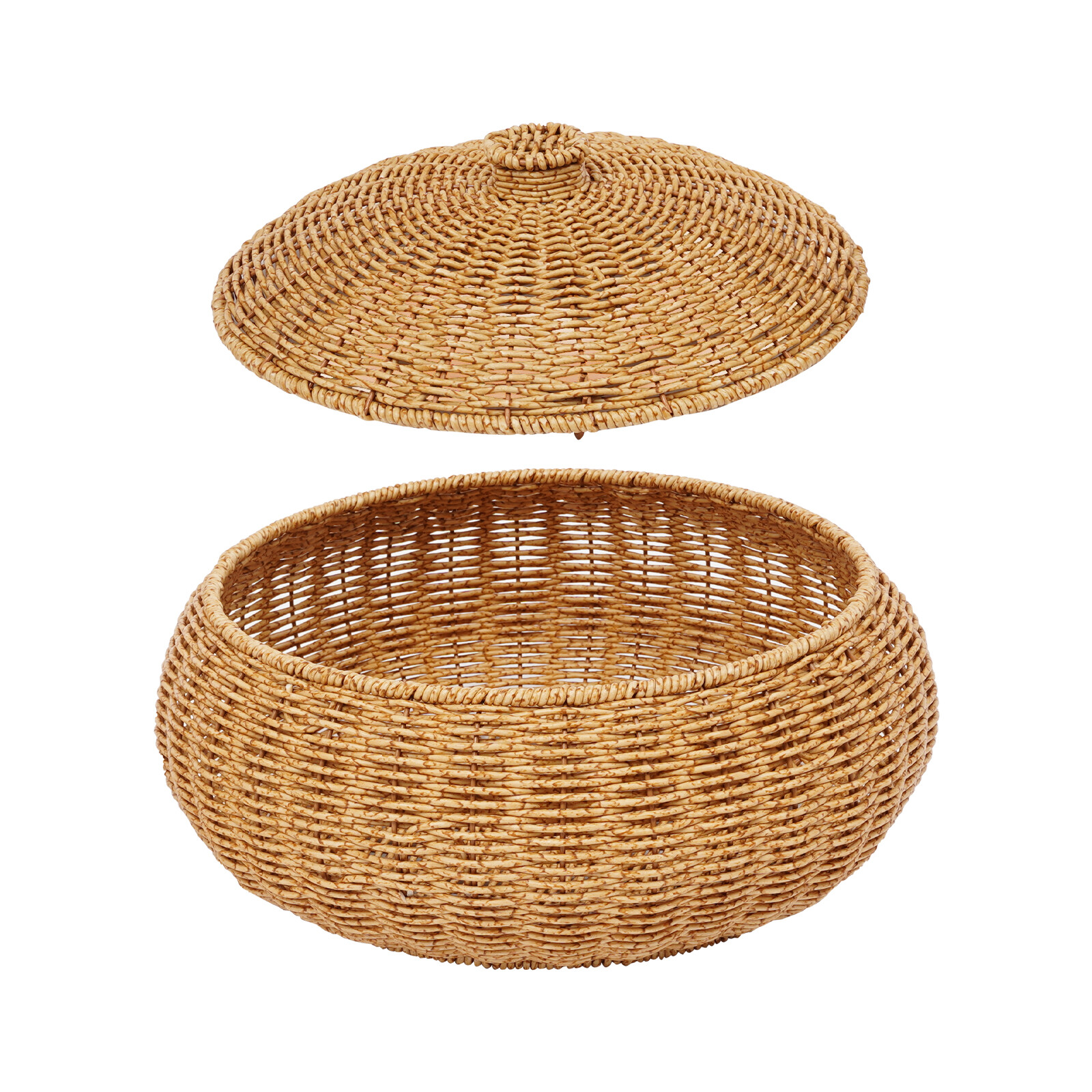 2PCS Vintage Farmhouse Round Hand Woven Storage Basket with Lids for Home