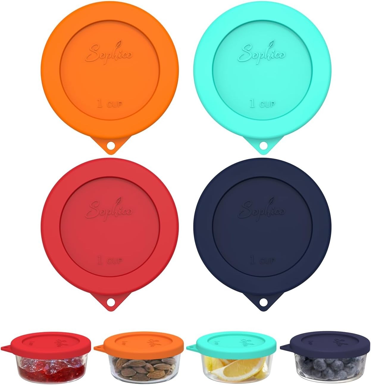 1 Cup Round Silicone Storage Cover Lids Replacement for Anchor Hocking and Py…