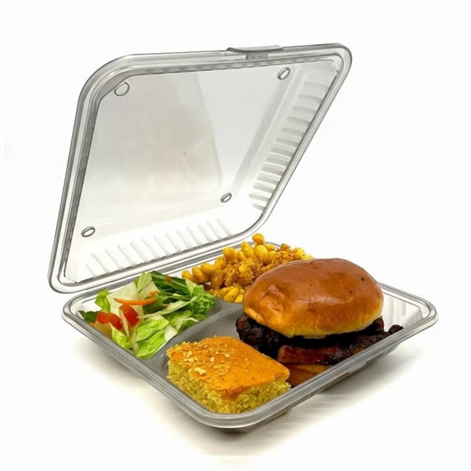 Reusable to Go Take Out Container, 3-Compartment, BPA Free, 9″ x 9″ x 2.5″, S…