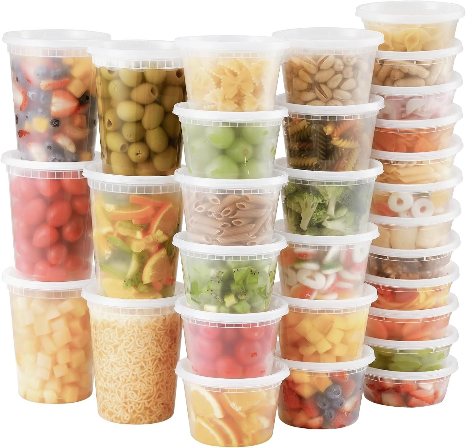 48 Sets Plastic Deli Containers W/ Lids 8 oz 16oz 32oz Variety pack Airtight