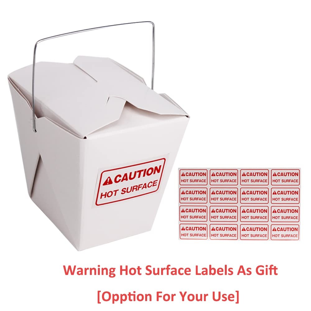 50 Pack 32oz Chinese Take Out Food Boxes with Metal Wire Handle & Labels, Party