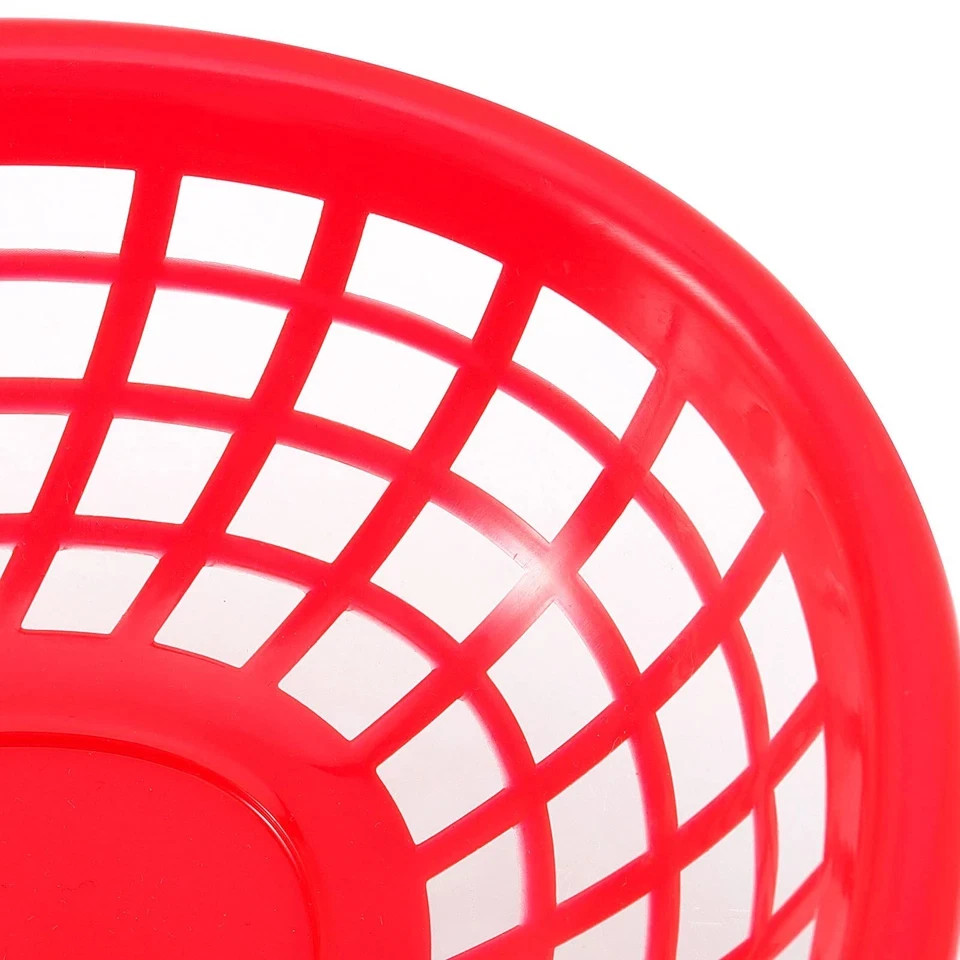 60 Pack Oval Fast Food Baskets 9 x 5.6 Inch Red Plastic Serving Baskets for B…