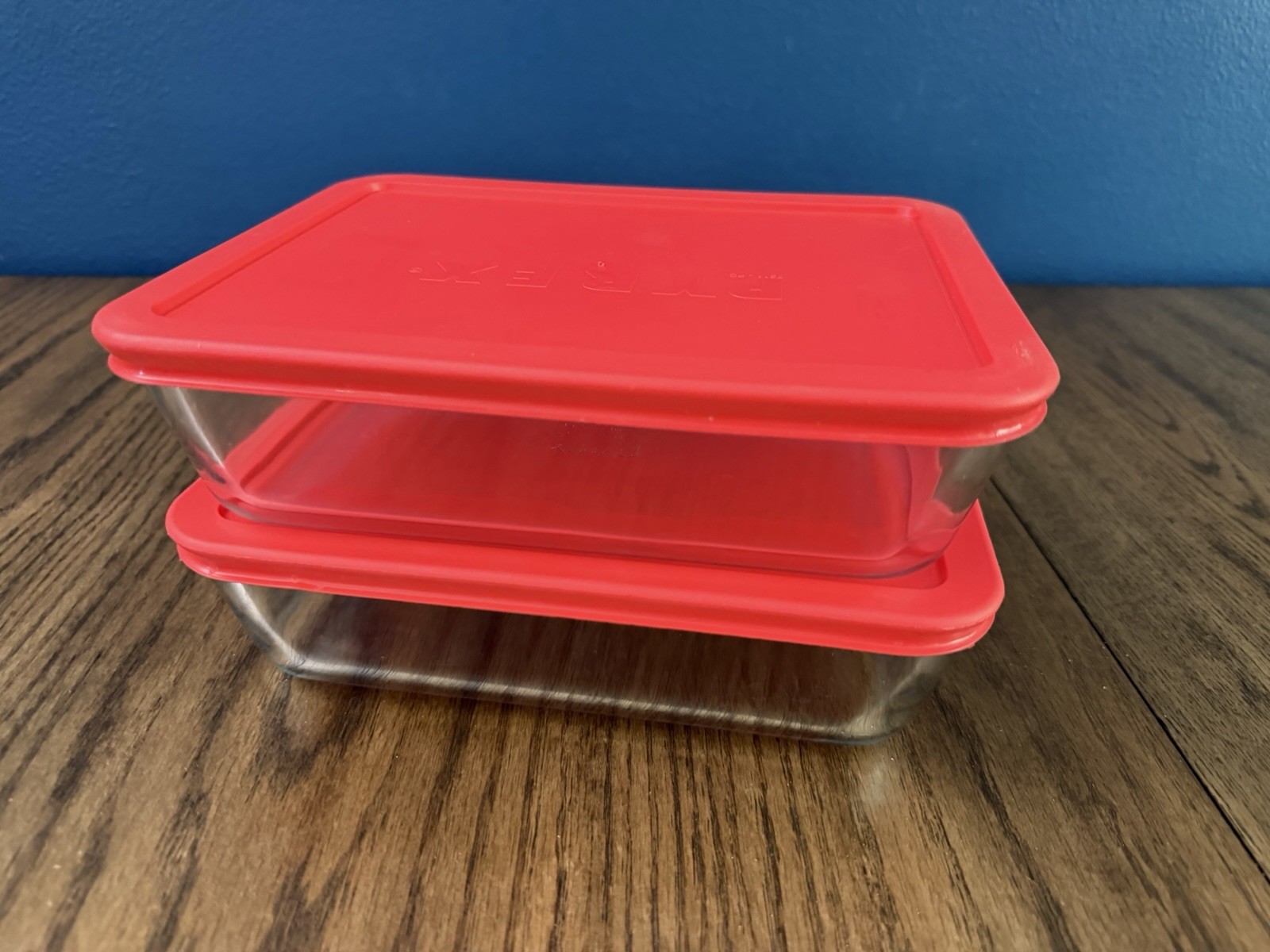 Pyrex 6 Cup/1.5L Rectangular Glass Food Storage Containers w/ Red Snap Lids x2