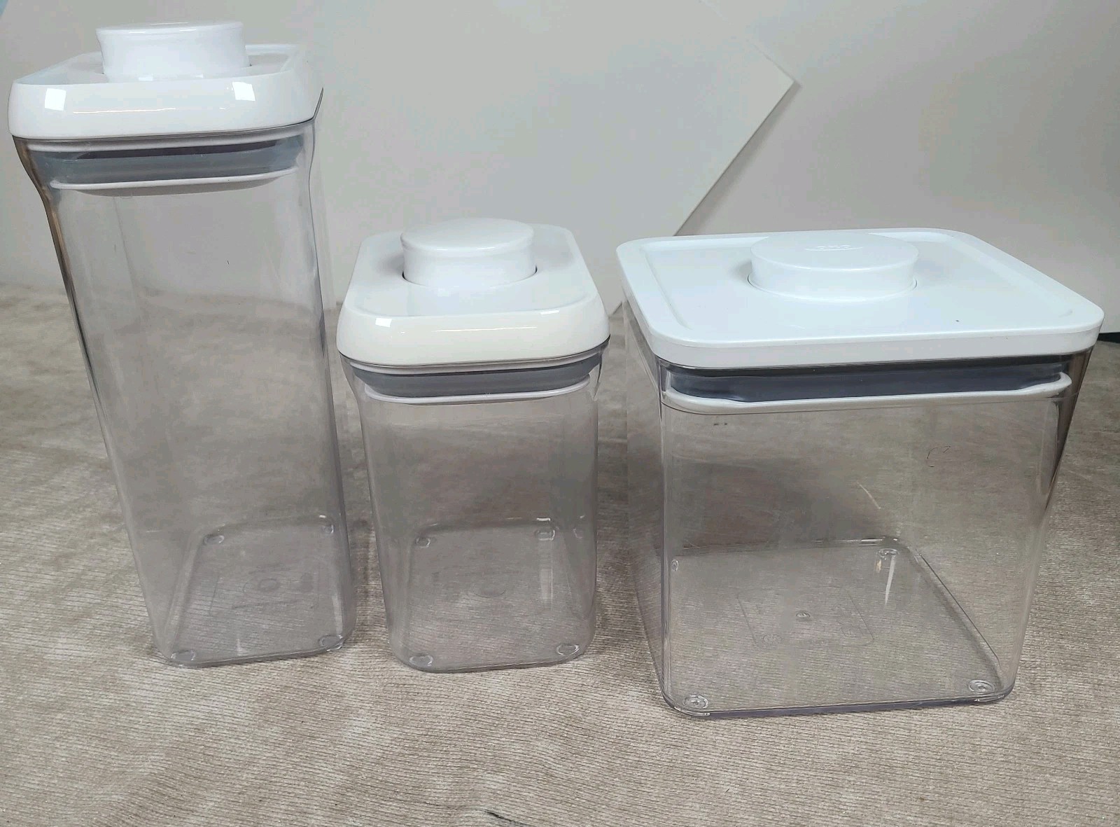 Set Of 3 OXO Pop Containers – 2.8qt, 2.5qt, 1.5qt – White Lids