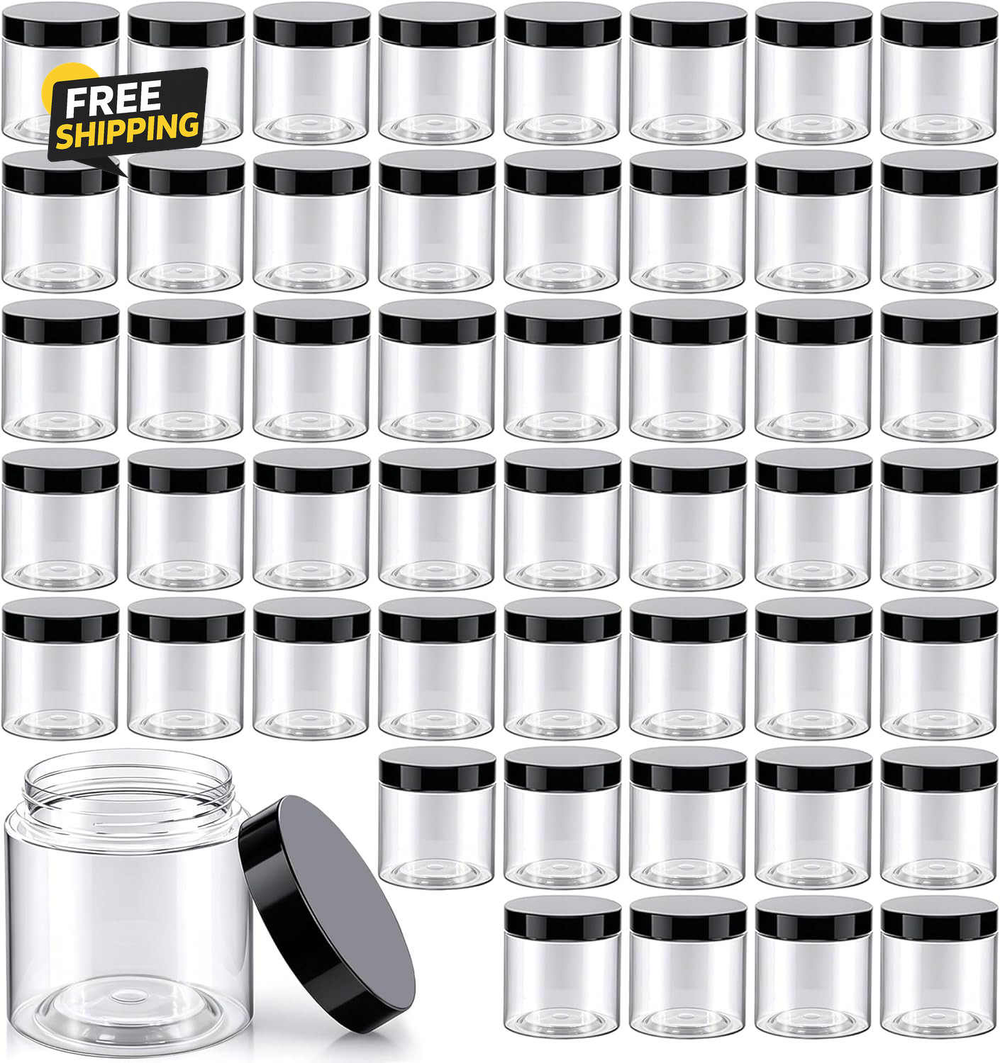 50 Pack 4 Oz Clear Plastic Jars with Lids – Small/Mini Containers