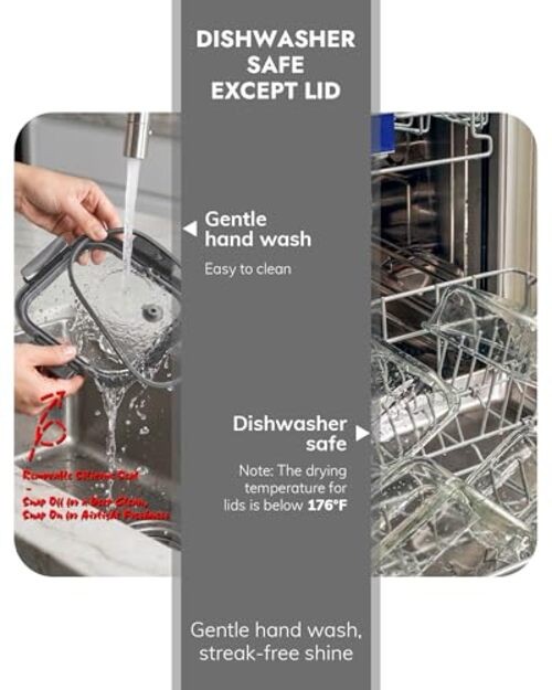 10-Pack Glass Food Storage Containers 4.4Cup*5 & 1.6 Cup*5 Tempered Lids Gray