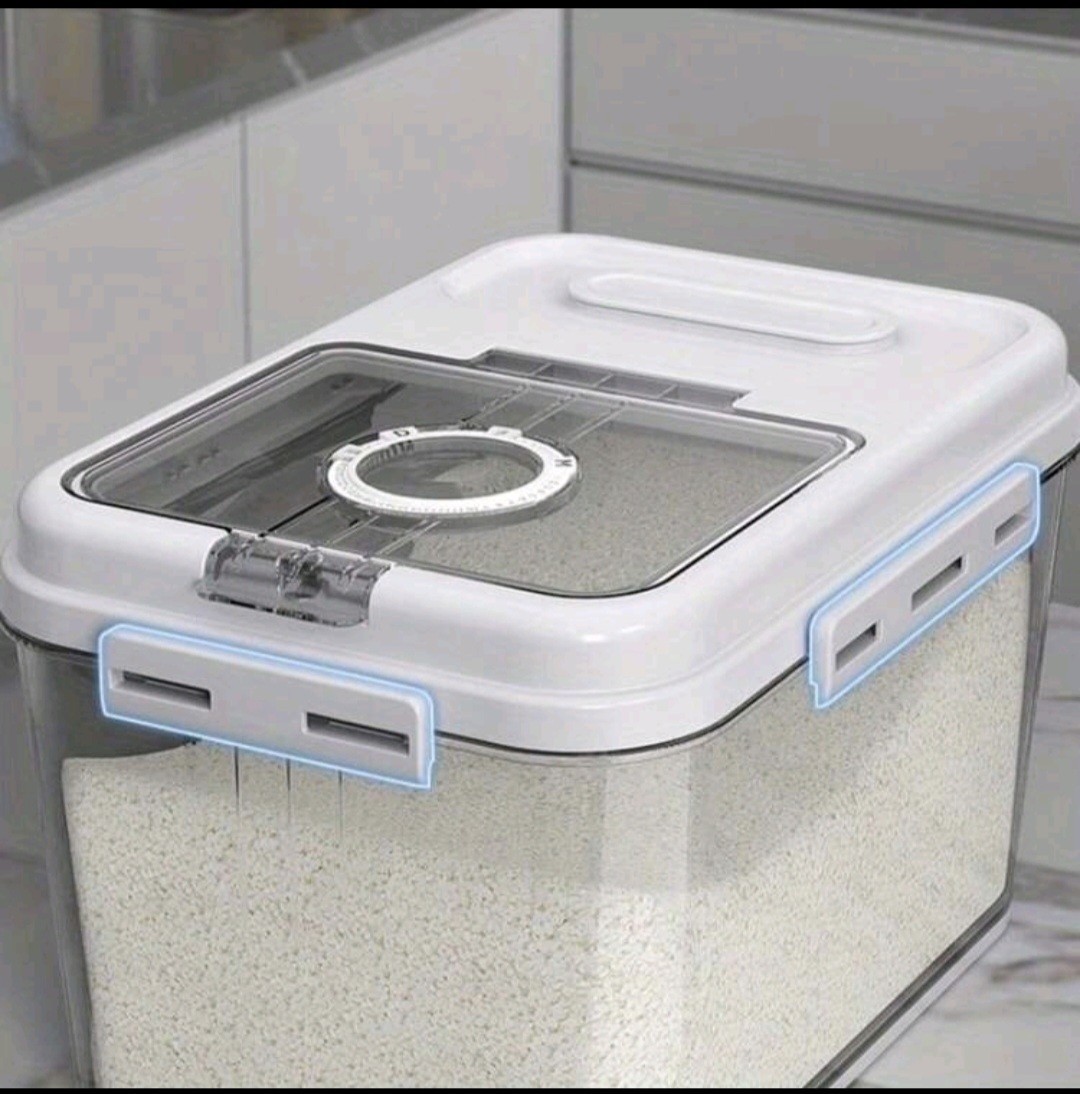 Large 10.8L Airtight Rice Dispenser Food Storage Container Bin Measuring Cup