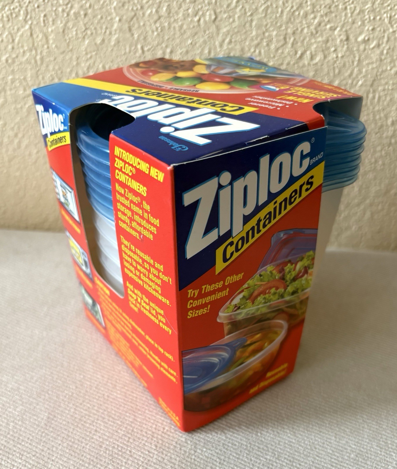 Ziploc Vintage 1998 Snap’n Seal Single Serve 8fl.oz./1 Cup 6 Storage Containers
