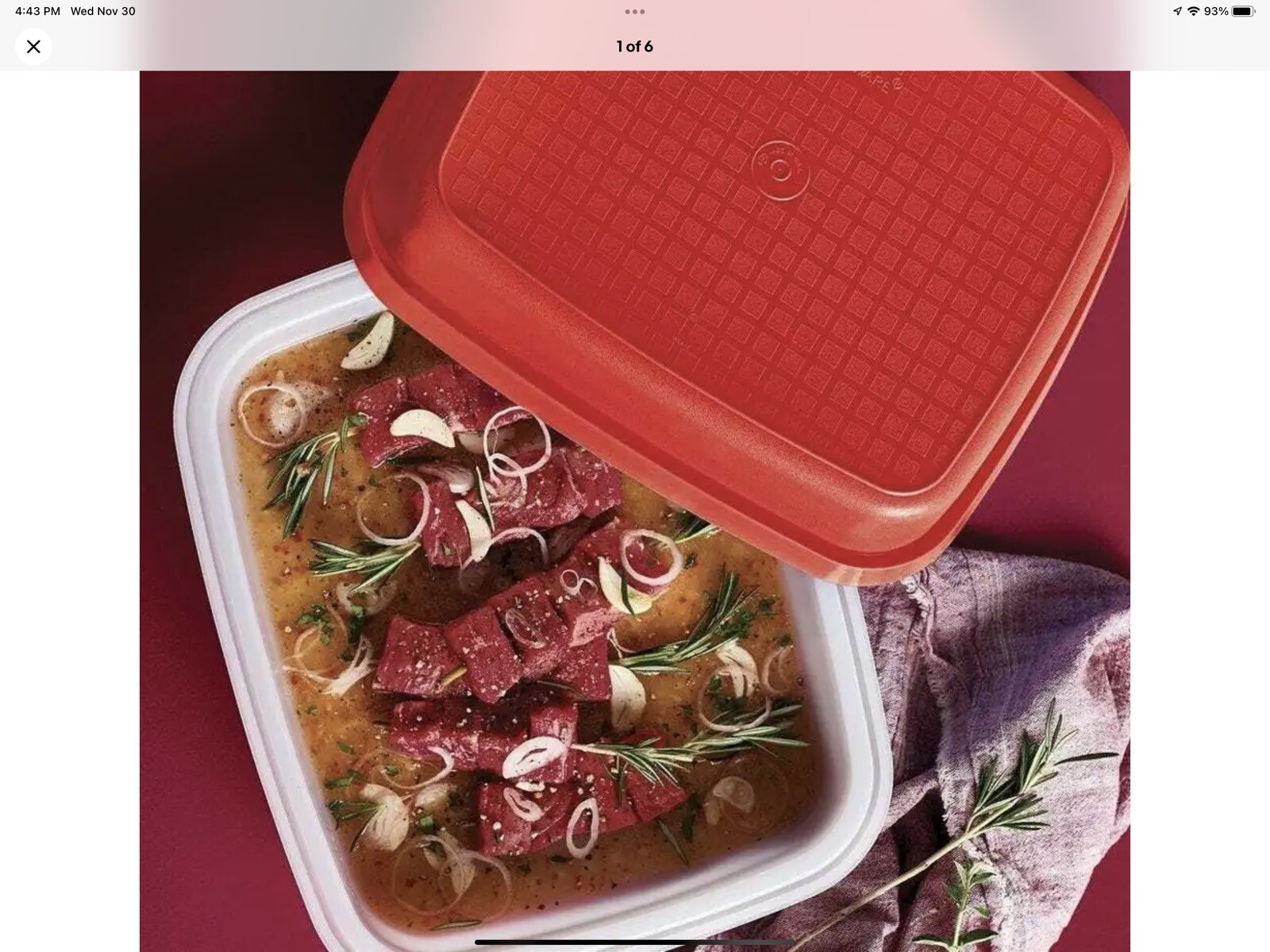 1294-1295 TUPPERWARE SEASON-N-SERVE CONTAINER W/SEAL PAPRIKA RED WHITE VINTAGE