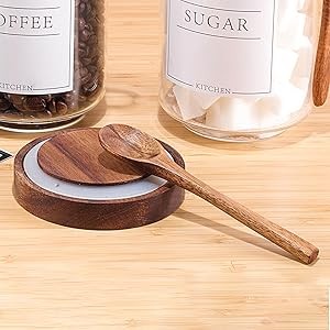 Coffee and Sugar Container Set, Glass Coffee Jars with Wooden Lids and Scoops,