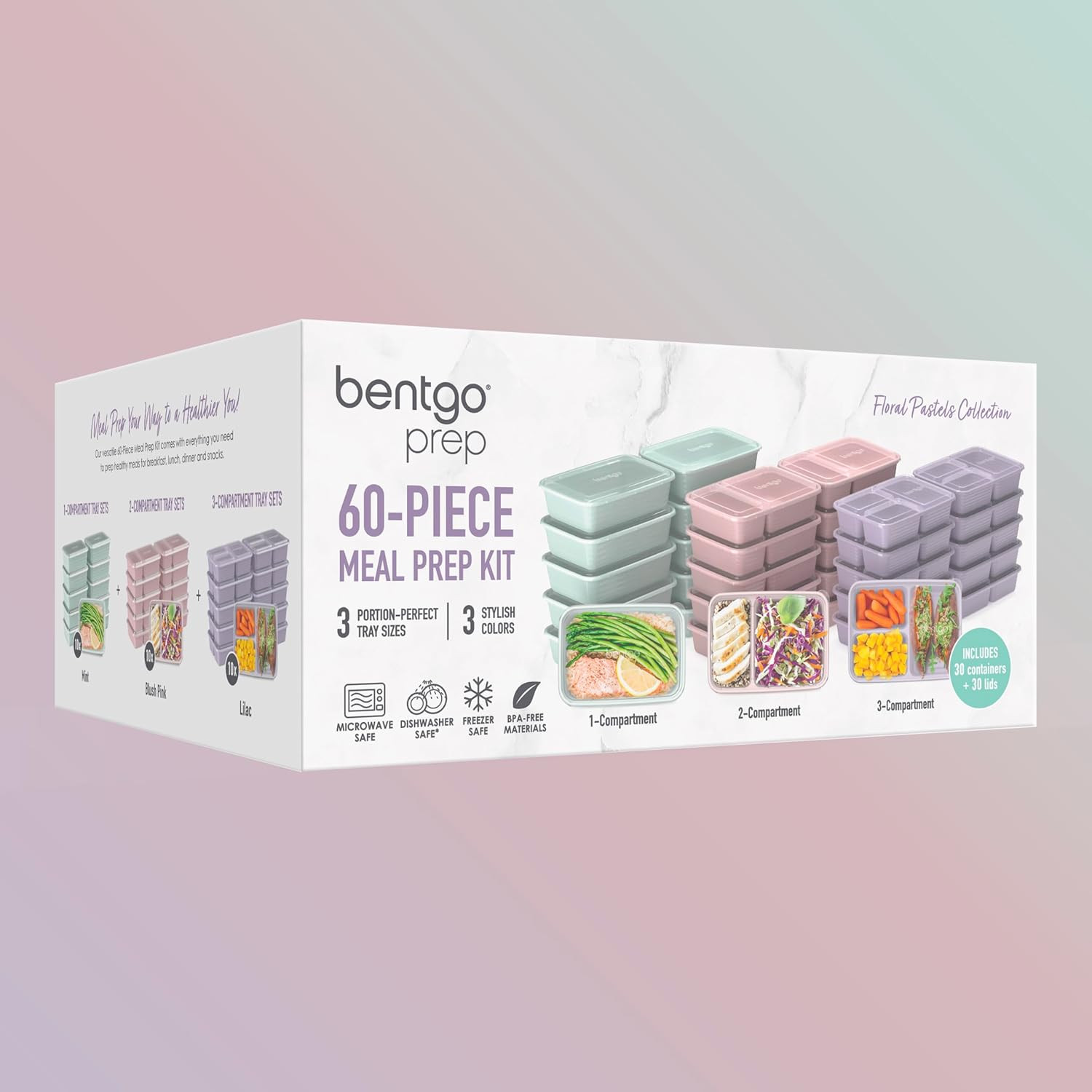 Bentgo Prep 60-Piece Meal Prep Kit – Reusable PFAS & Bpa-Free Food Containers, 1