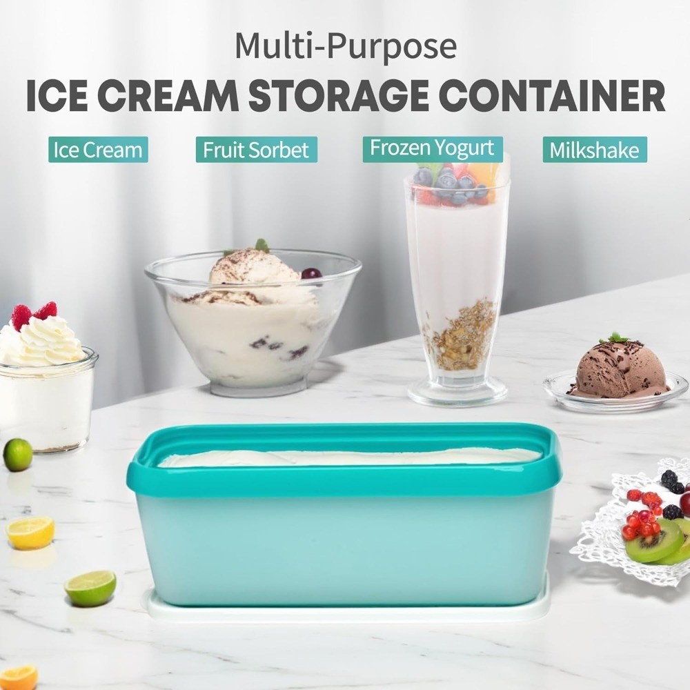 Ice Cream Storage Containers with Lids 2 Pack, 1.5 Quart Homemade Ice Cream