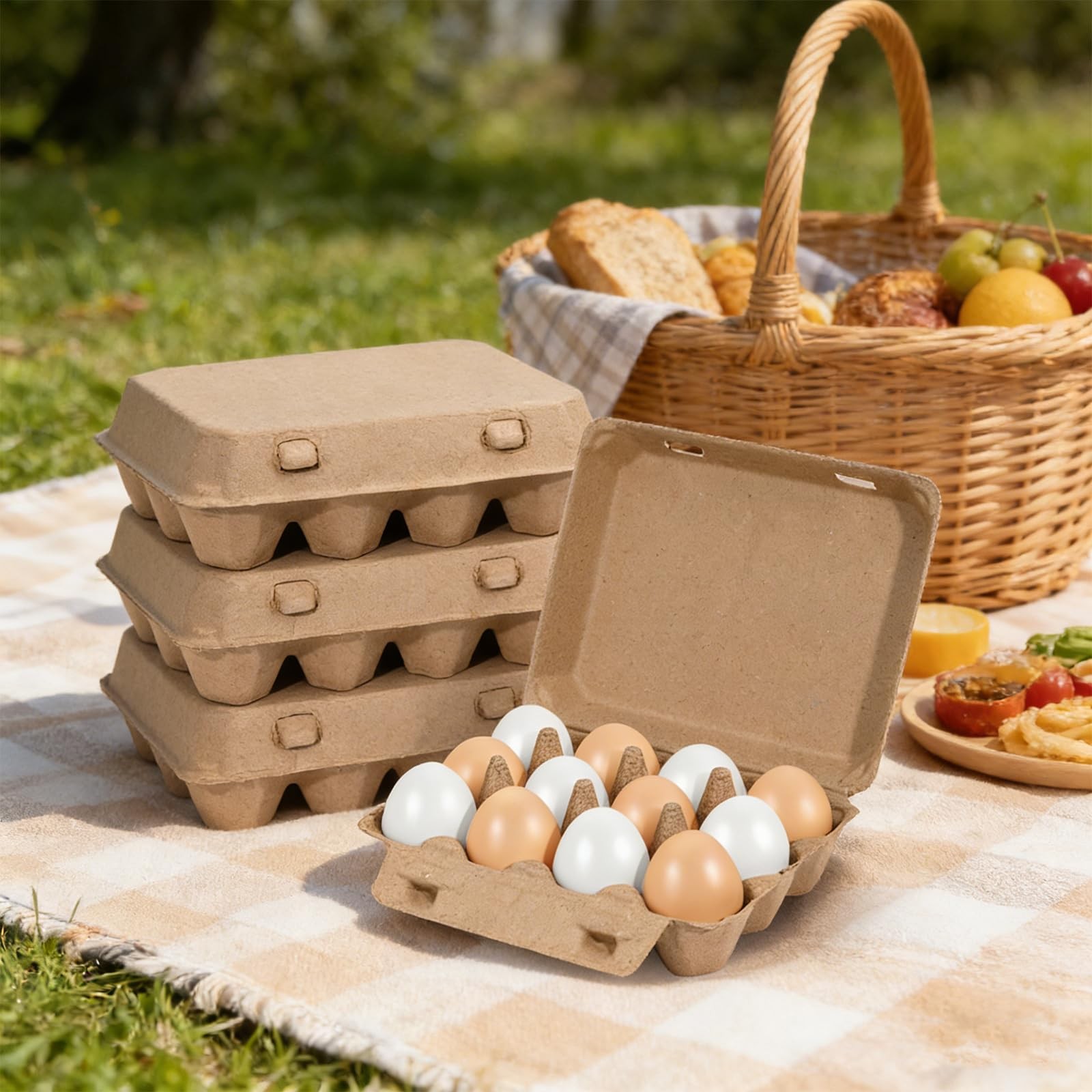20 Pack Egg Cartons Bulk 3×4 Style Reusable Paper Pulp Chicken Egg Containers