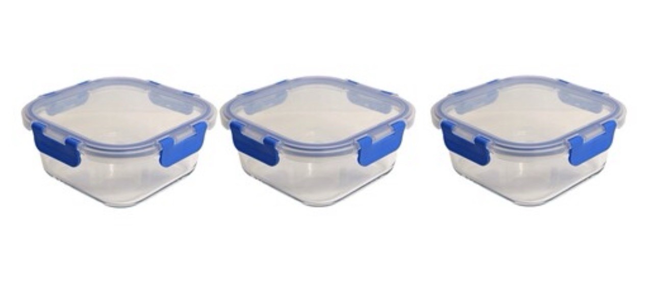 FineDine 27oz Blue Airtight Food Storage Container 6 Piece Set Snap & Fresh NEW