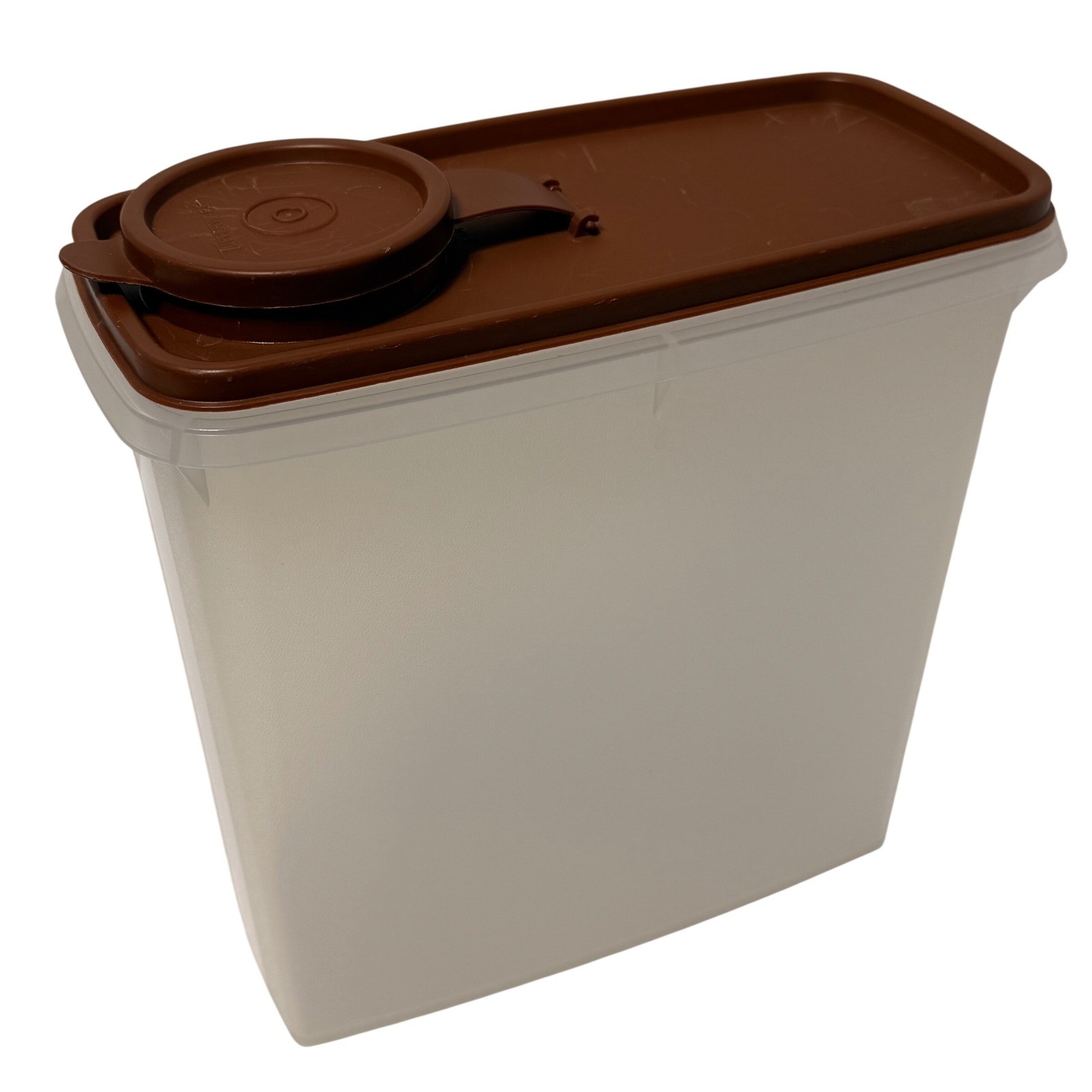 Vintage Tupperware Modular Mate Super Oval 4 Clear Brown Flip Top Lid 1614 USA *